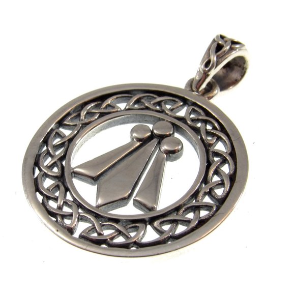 Solid 925 Sterling Silver Awen 3 Rays of Light Pendant with Celtic Knotwork - Picture 4 of 5